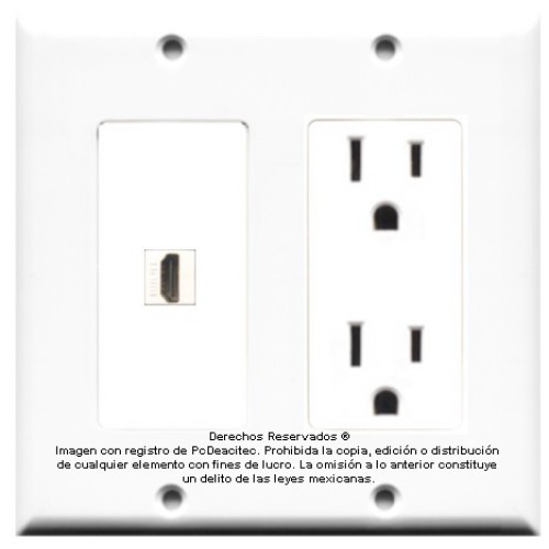 Placa Tapa Decora HDMI 4k + Contacto Eléctrico Dual en ABS