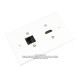 Placa Tapa HDMI 4k + cople Jack RJ45 Cat5e en ABS