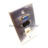 Placa Tapa VGA + HDMI 4k pigtail + Jack RJ45 Cat5e cople en Aluminio