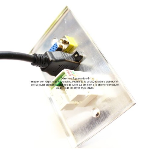 Placa Tapa VGA + HDMI 4k pigtail + Jack Cat3 RJ11 en Aluminio