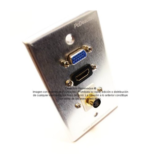 Placa Tapa VGA + HDMI 4k pigtail + S-Video 4 pin en Aluminio