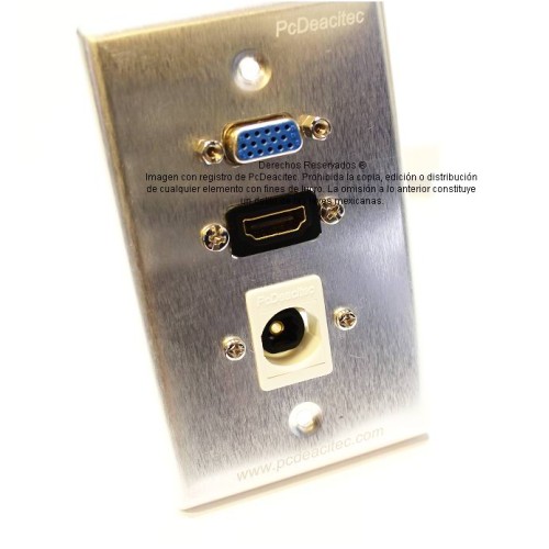 Placa Tapa VGA + HDMI 4k pigtail + Toslink en Aluminio