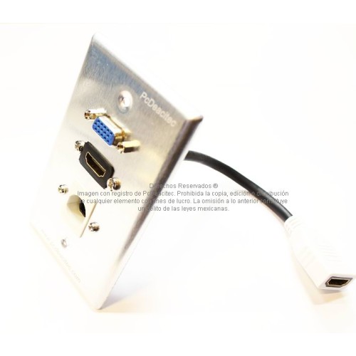 Placa Tapa VGA + HDMI 4k pigtail + Toslink en Aluminio
