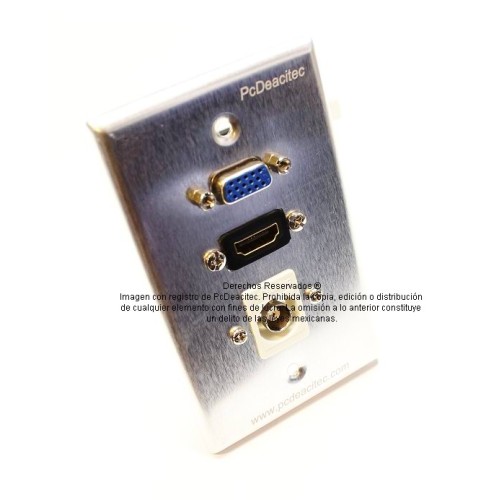 Placa Tapa VGA + HDMI 4k pigtail + BNC en Aluminio