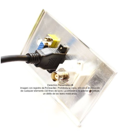 Placa Tapa VGA + HDMI 4k pigtail + BNC en Aluminio Placa Tapa VGA + HDMI 4k pigtail + BNC en Aluminio