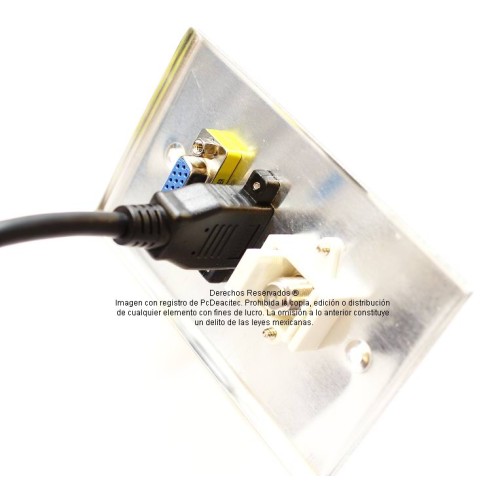 Placa Tapa VGA + HDMI 4k pigtail + Coaxial tipo F en Aluminio Placa Tapa VGA + HDMI 4k pigtail + Coaxial tipo F en Aluminio