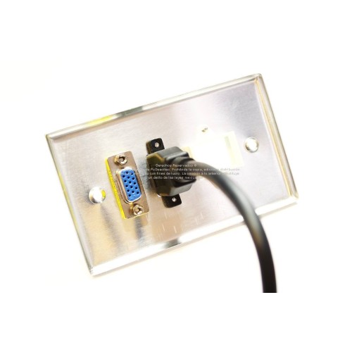 Placa Tapa VGA + HDMI 4k pigtail + Keystone Vacío en Aluminio
