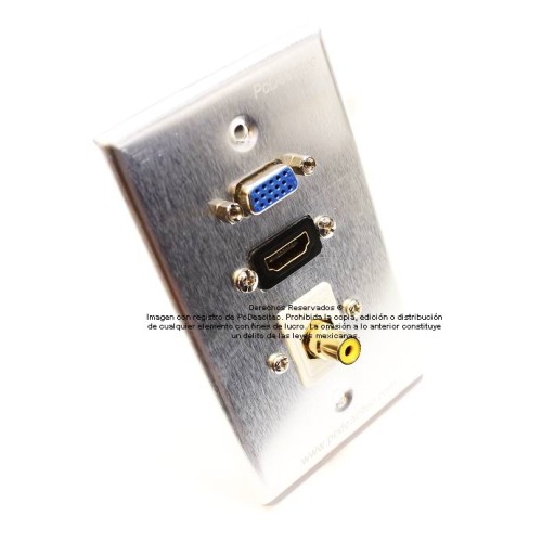Placa Tapa VGA + HDMI 4k pigtail + RCA en Aluminio