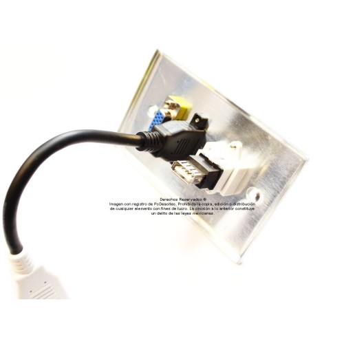 Placa Tapa VGA + HDMI 4k pigtail + USB 2.0 tipo B en Aluminio