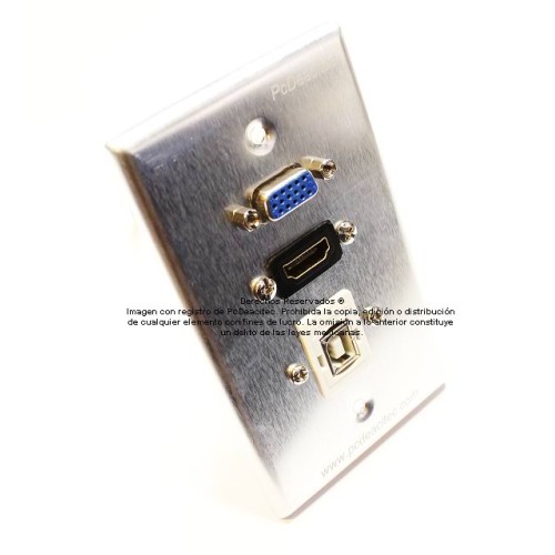 Placa Tapa VGA + HDMI 4k pigtail + USB 2.0 tipo B en Aluminio Placa Tapa VGA + HDMI 4k pigtail + USB 2.0 tipo B en Aluminio