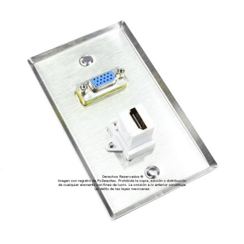 Placa Tapa VGA + HDMI 4k en Acero Inoxidable