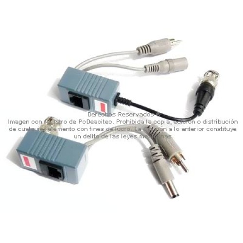 Extensor Balun de Video y Audio con soporte para energía 100 m UTP para CCTV