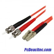 Cable Adaptador de Red de 1m Multimodo Dúplex Fibra Óptica LC-ST 50/125 - Patch Duplex