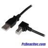 Cable USB 2.0 AB macho a macho de 3 m en codo a 90°