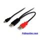 Cable USB 2.0 mini B en Y x 2 USB 2.0 A para carga de 0.9 m Cable USB 2.0 mini B en Y x 2 USB 2.0 A para carga de 0.9 m
