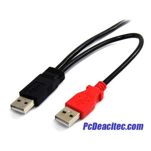 Cable USB 2.0 mini B en Y x 2 USB 2.0 A para carga de 0.9 m Cable USB 2.0 mini B en Y x 2 USB 2.0 A para carga de 0.9 m
