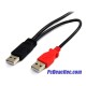 Cable USB 2.0 mini B en Y x 2 USB 2.0 A para carga de 0.9 m Cable USB 2.0 mini B en Y x 2 USB 2.0 A para carga de 0.9 m