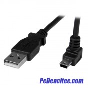 Cable 50cm USB A Macho a Mini USB B Macho Acodado en Ángulo hacia Arriba